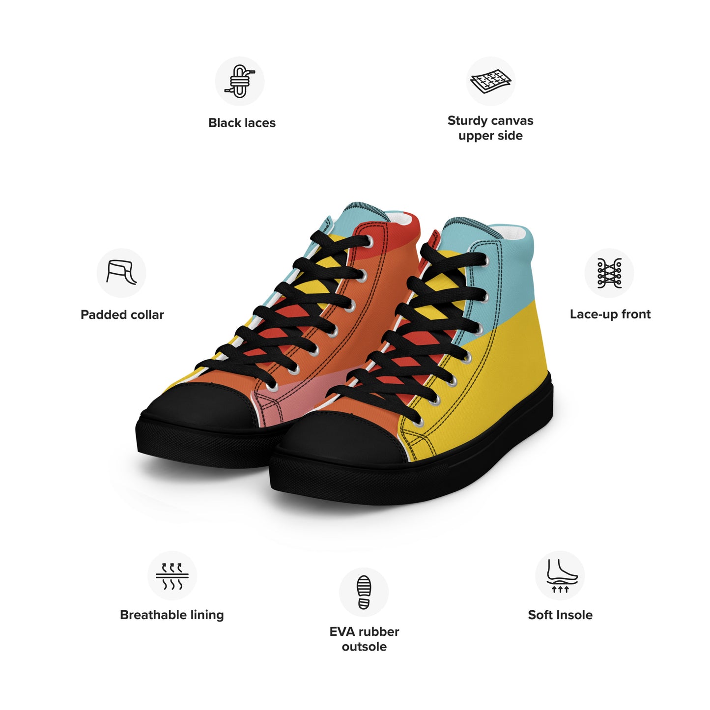 COLORFUL Men’s High Top Canvas Shoes