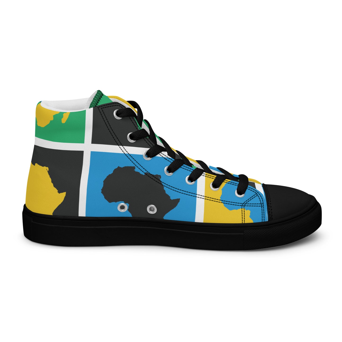 AFRICA WARHOL Men’s High Top Canvas Shoes (Yellow, Green, Turquoise)