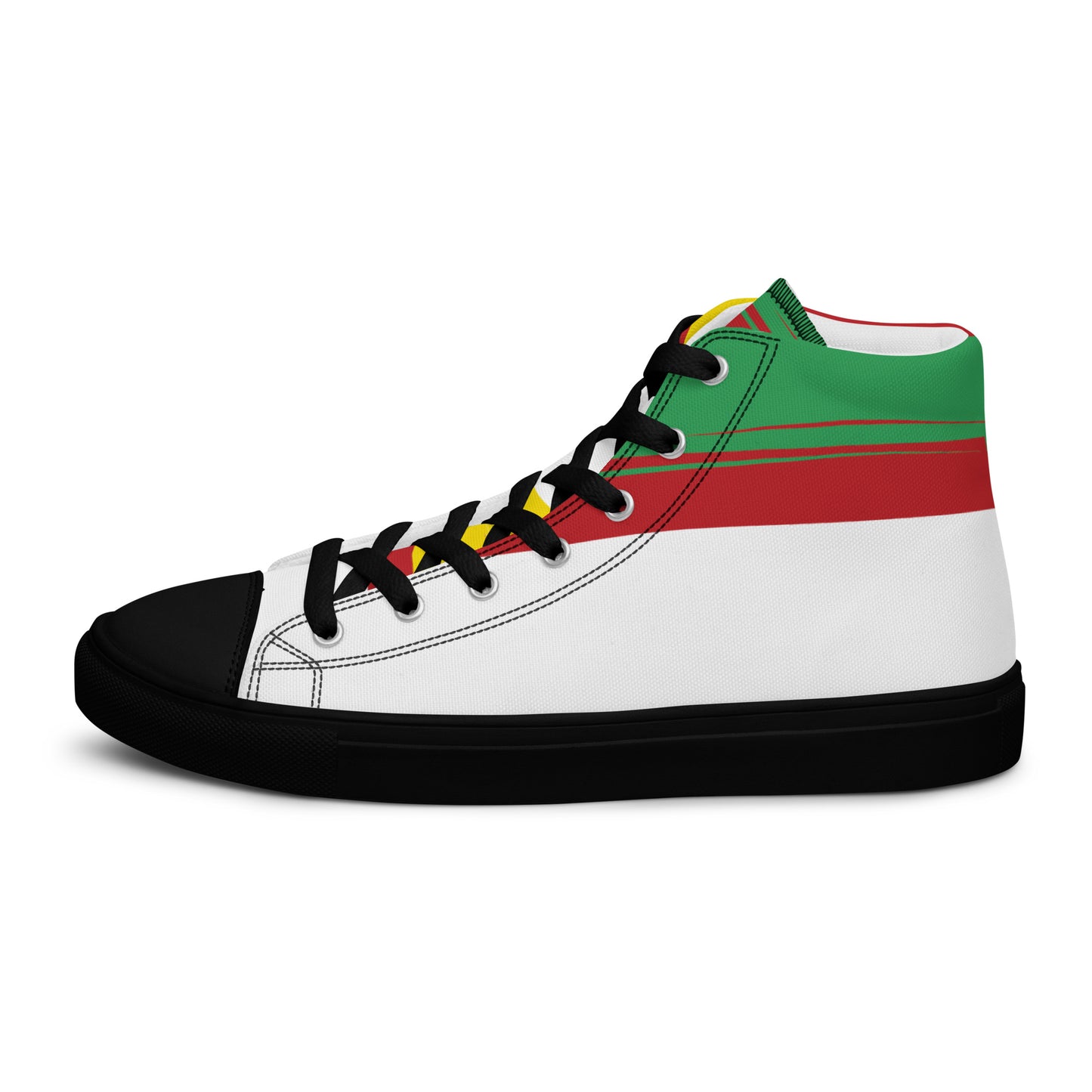 AFRICA STRIPES Men’s High Top Canvas Shoes (White)