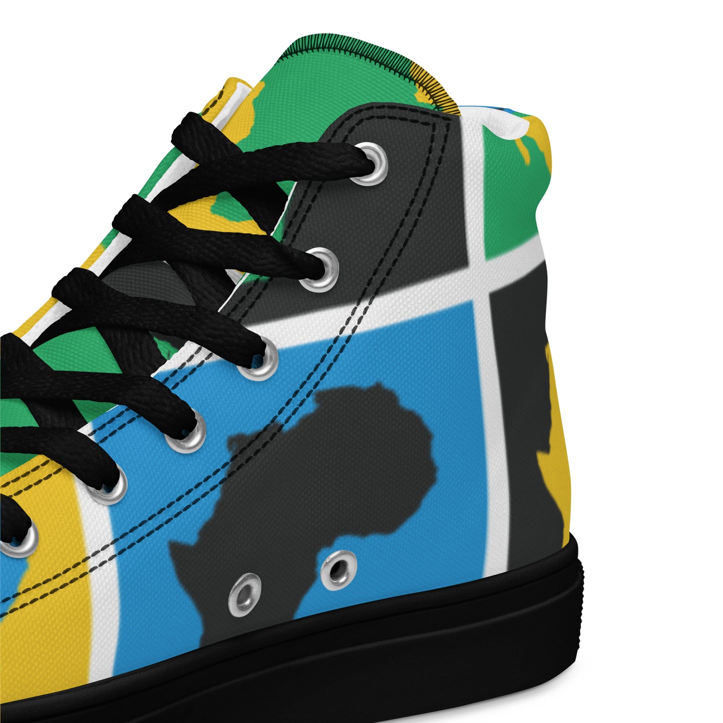 AFRICA WARHOL Men’s High Top Canvas Shoes (Yellow, Green, Turquoise)