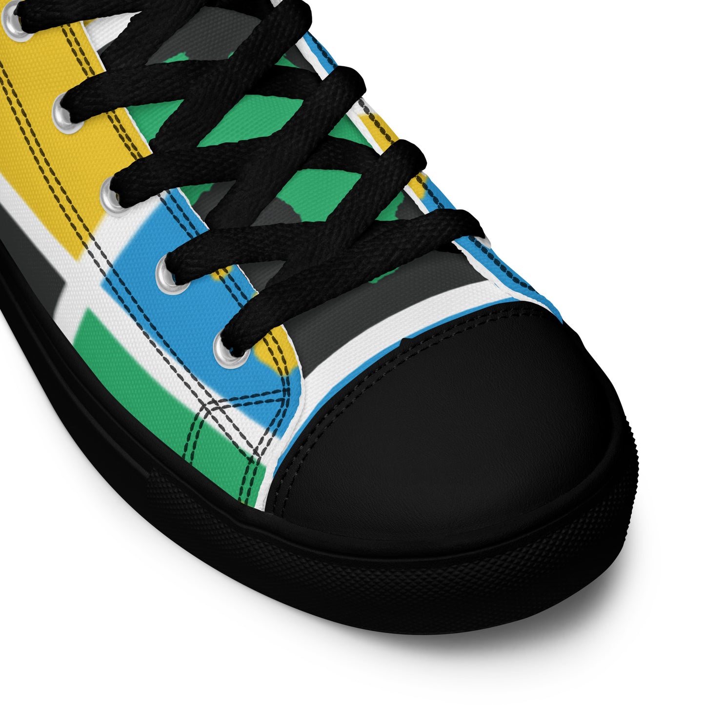 AFRICA WARHOL Men’s High Top Canvas Shoes (Yellow, Green, Turquoise)