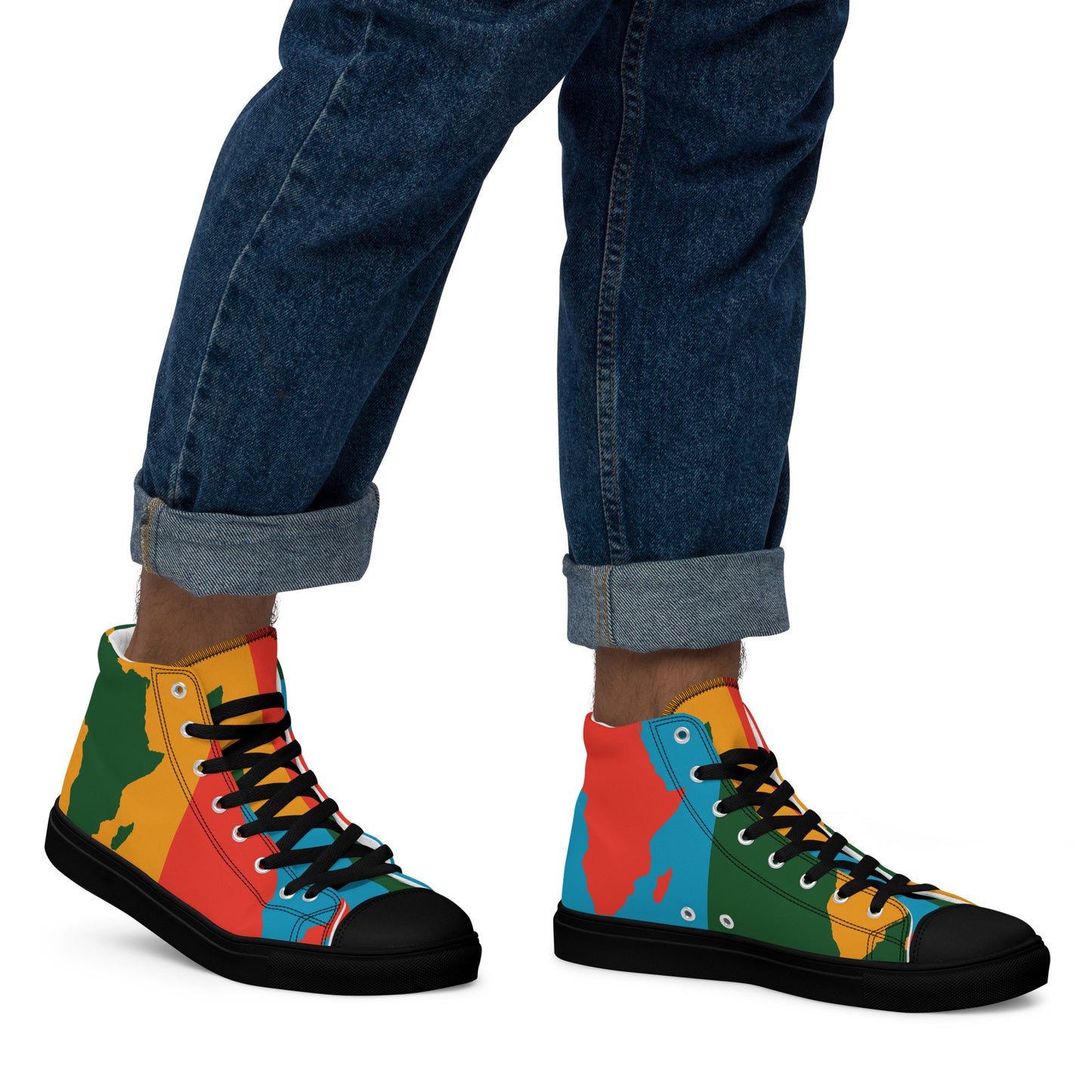 AFRICA WARHOL Men’s High Top Canvas Shoes (Bright)