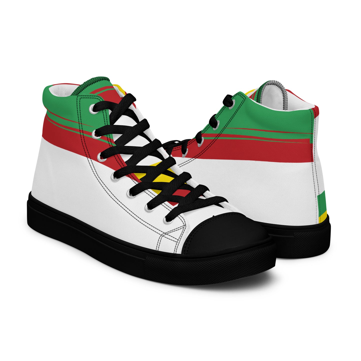 AFRICA STRIPES Men’s High Top Canvas Shoes (White)