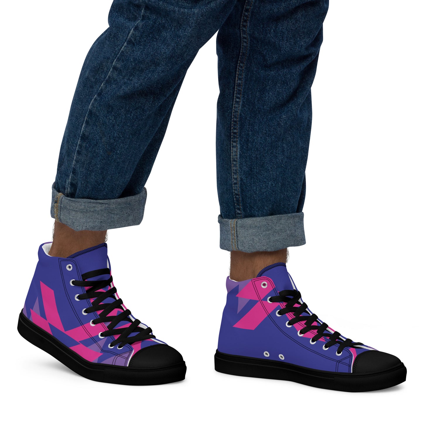 BE BRAVE Men’s High Top Canvas Shoes (Purple, Pink)