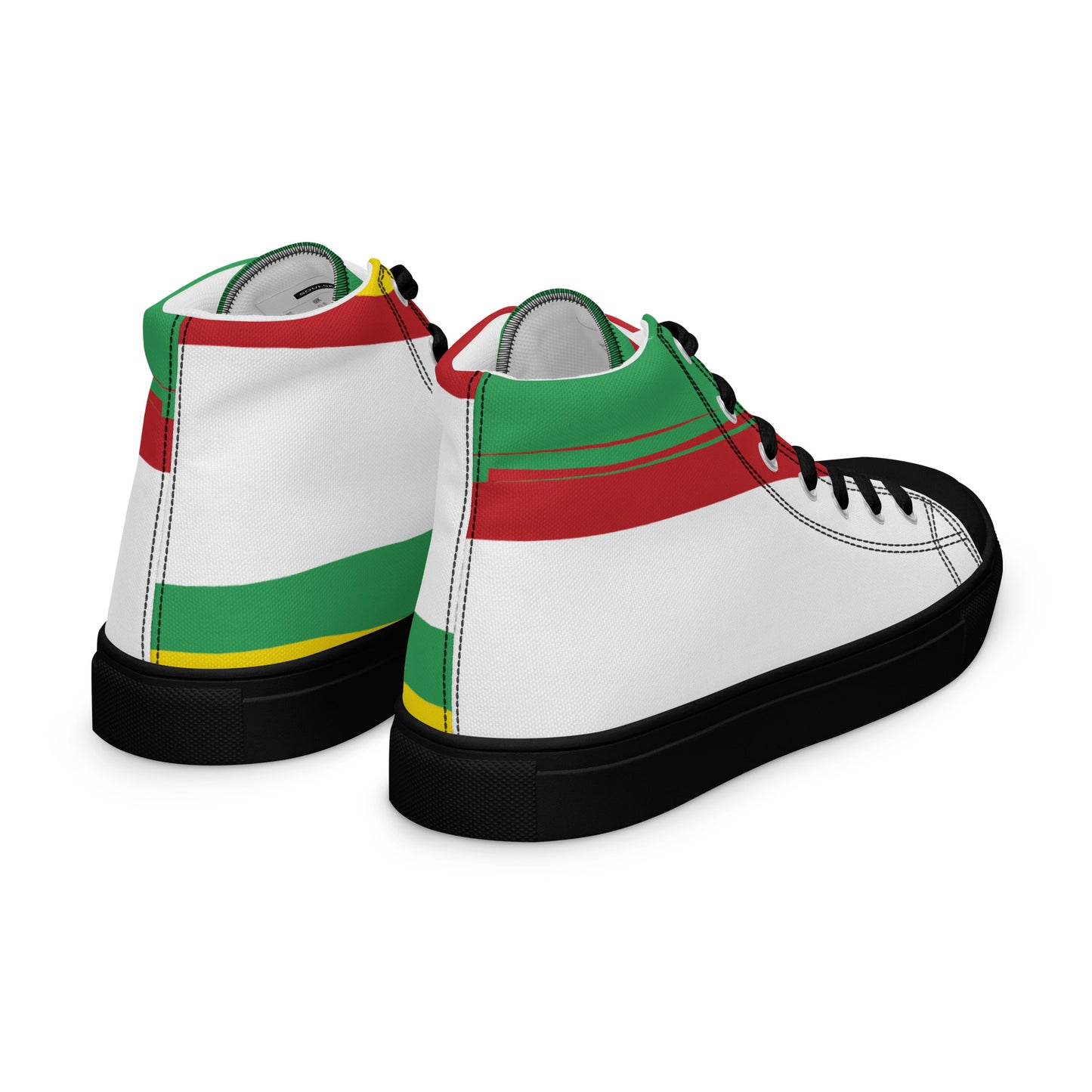 AFRICA STRIPES Men’s High Top Canvas Shoes (White)