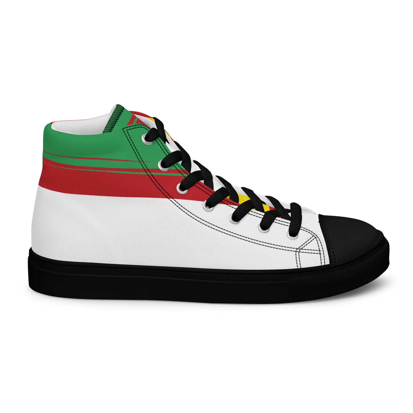 AFRICA STRIPES Men’s High Top Canvas Shoes (White)