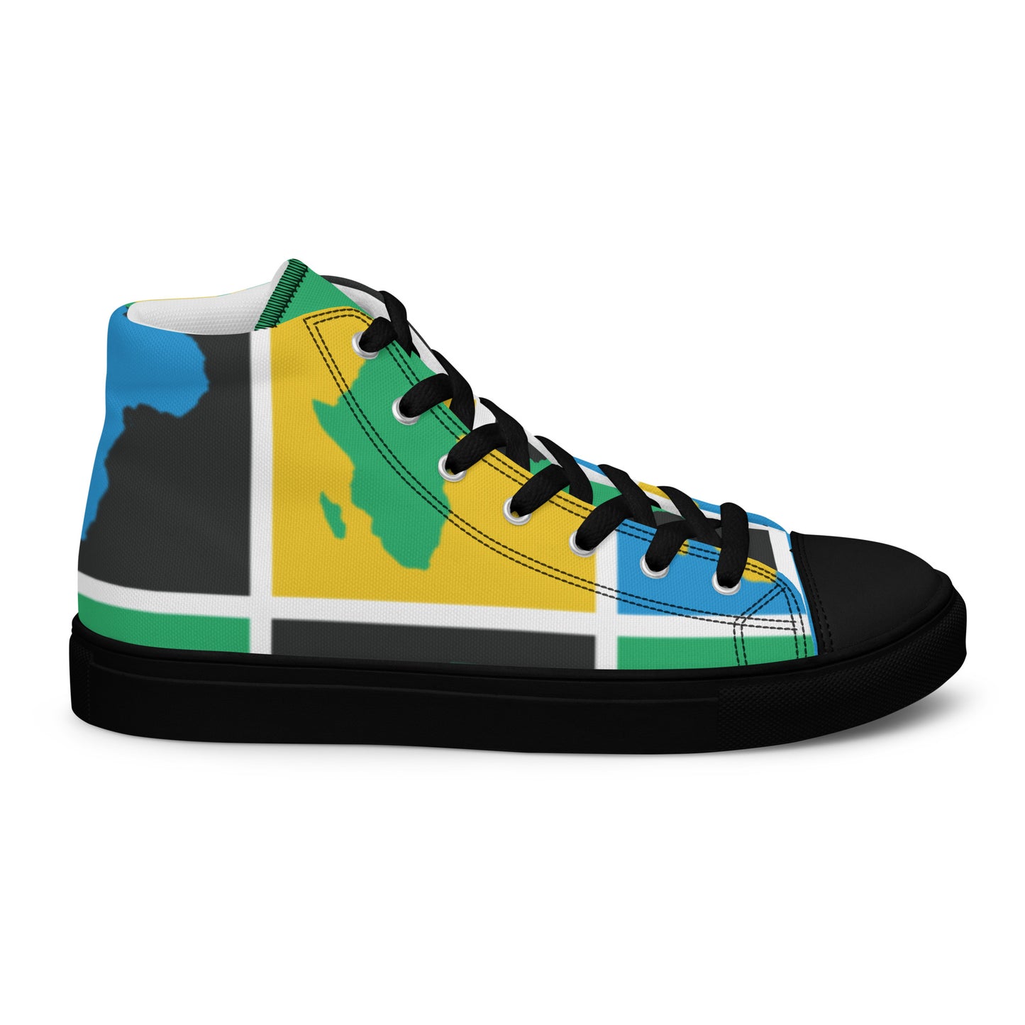 AFRICA WARHOL Men’s High Top Canvas Shoes (Yellow, Green, Turquoise)