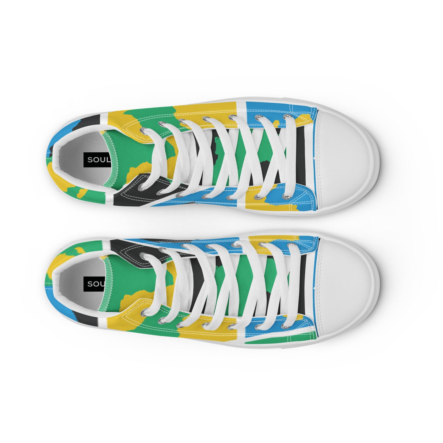 AFRICA WARHOL Men’s High Top Canvas Shoes (Yellow, Green, Turquoise)