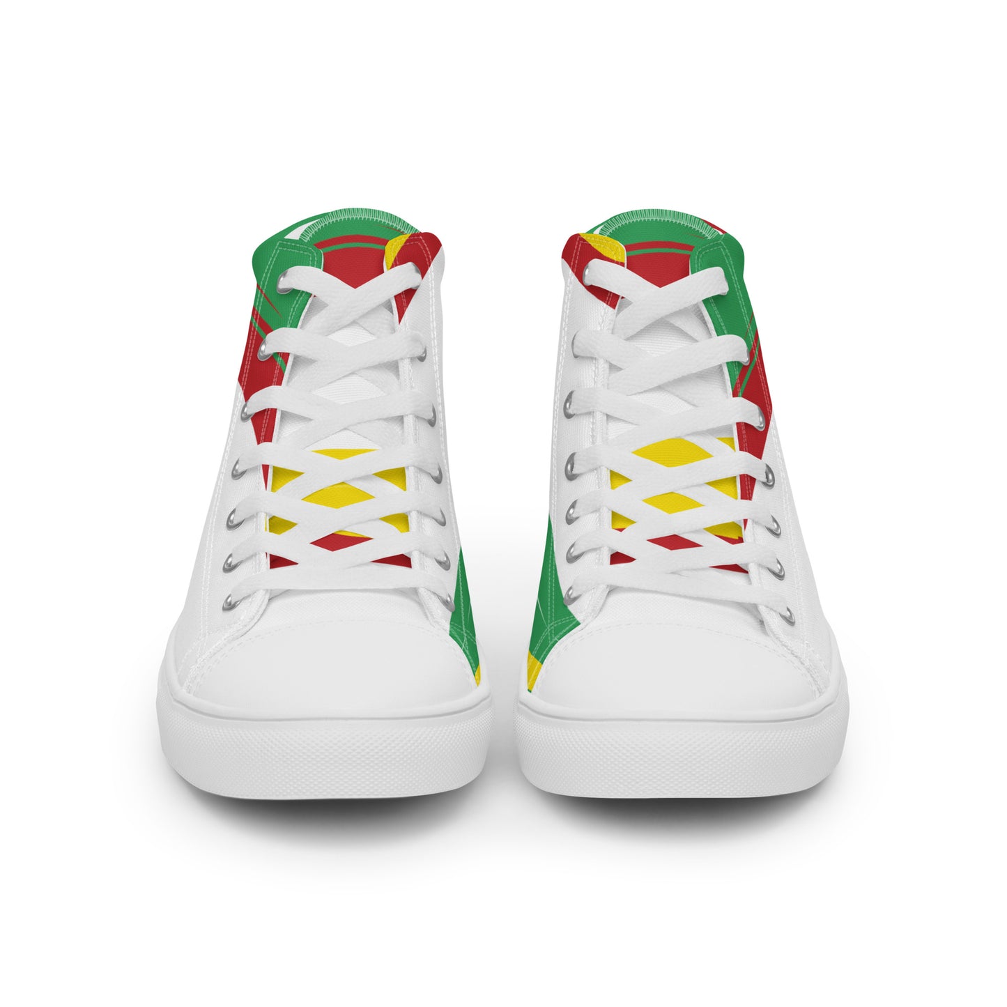 AFRICA STRIPES Men’s High Top Canvas Shoes (White)