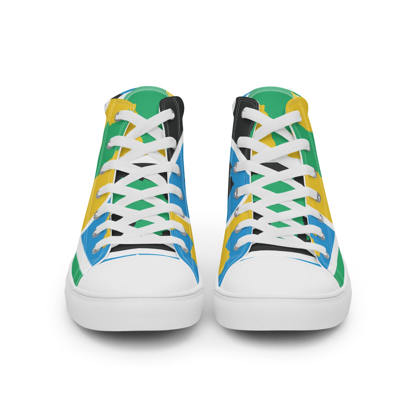 AFRICA WARHOL Men’s High Top Canvas Shoes (Yellow, Green, Turquoise)