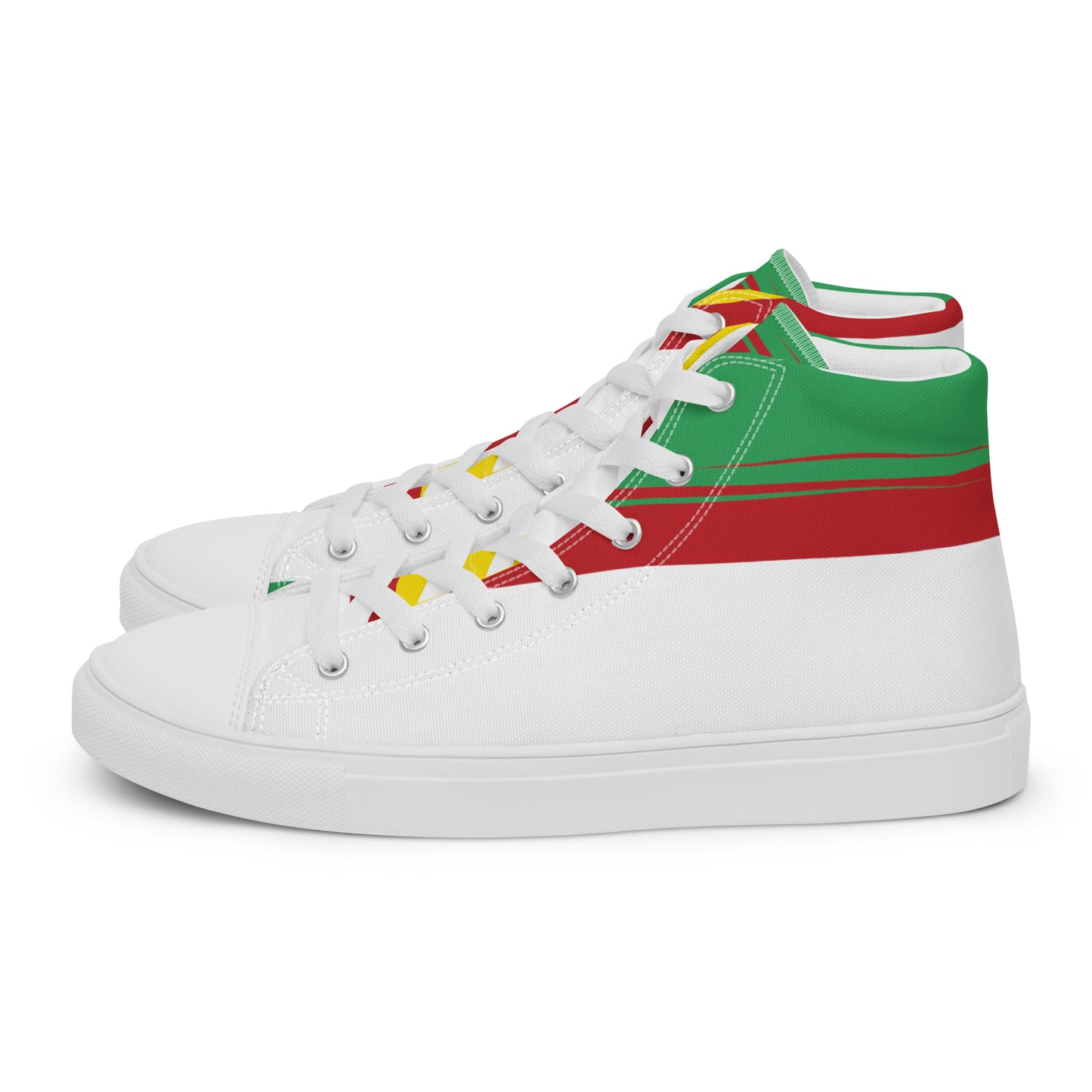 AFRICA STRIPES Men’s High Top Canvas Shoes (White)