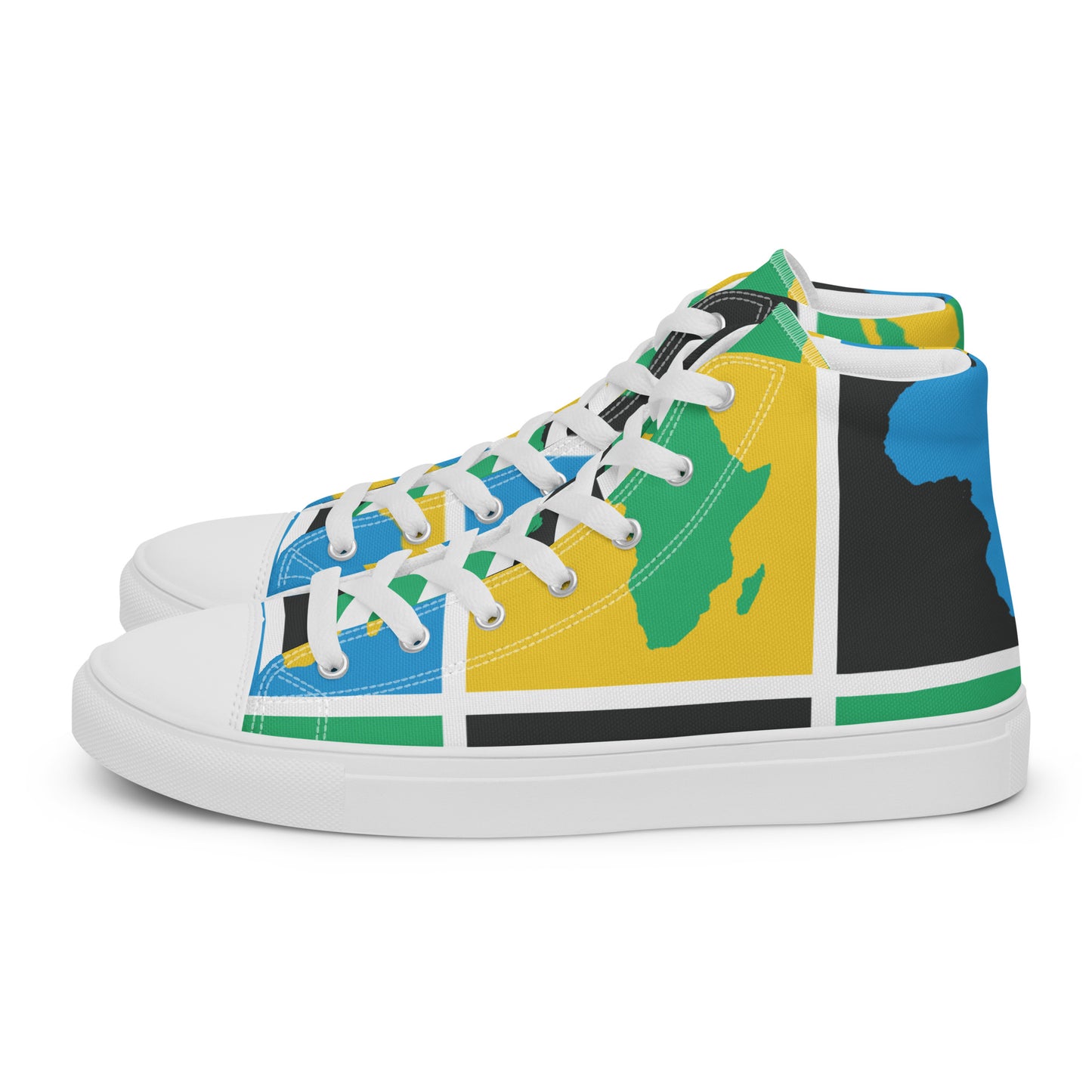 AFRICA WARHOL Men’s High Top Canvas Shoes (Yellow, Green, Turquoise)