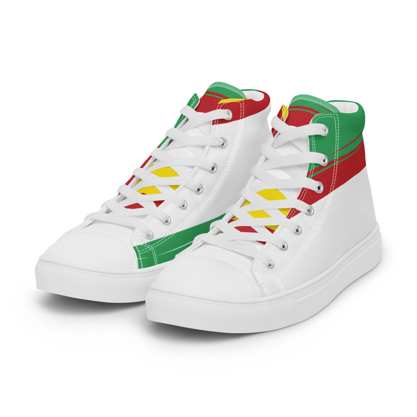 AFRICA STRIPES Men’s High Top Canvas Shoes (White)