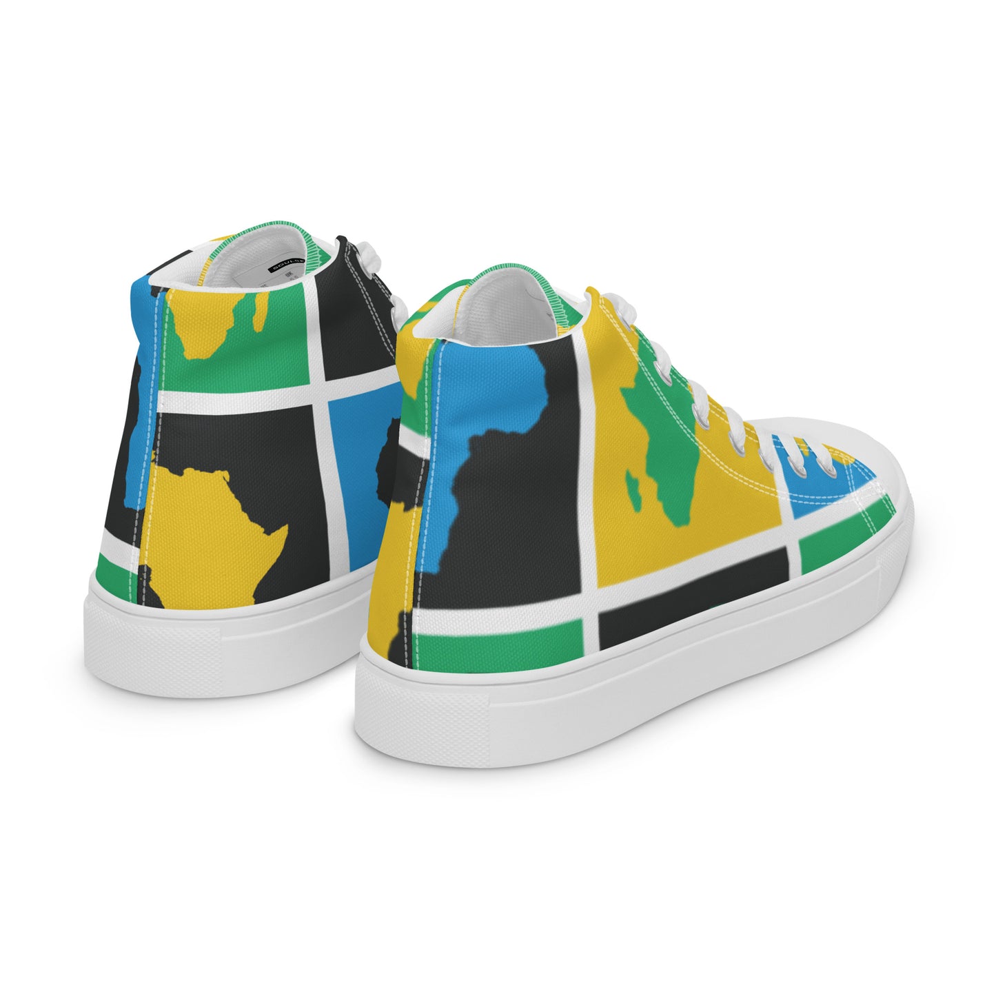 AFRICA WARHOL Men’s High Top Canvas Shoes (Yellow, Green, Turquoise)