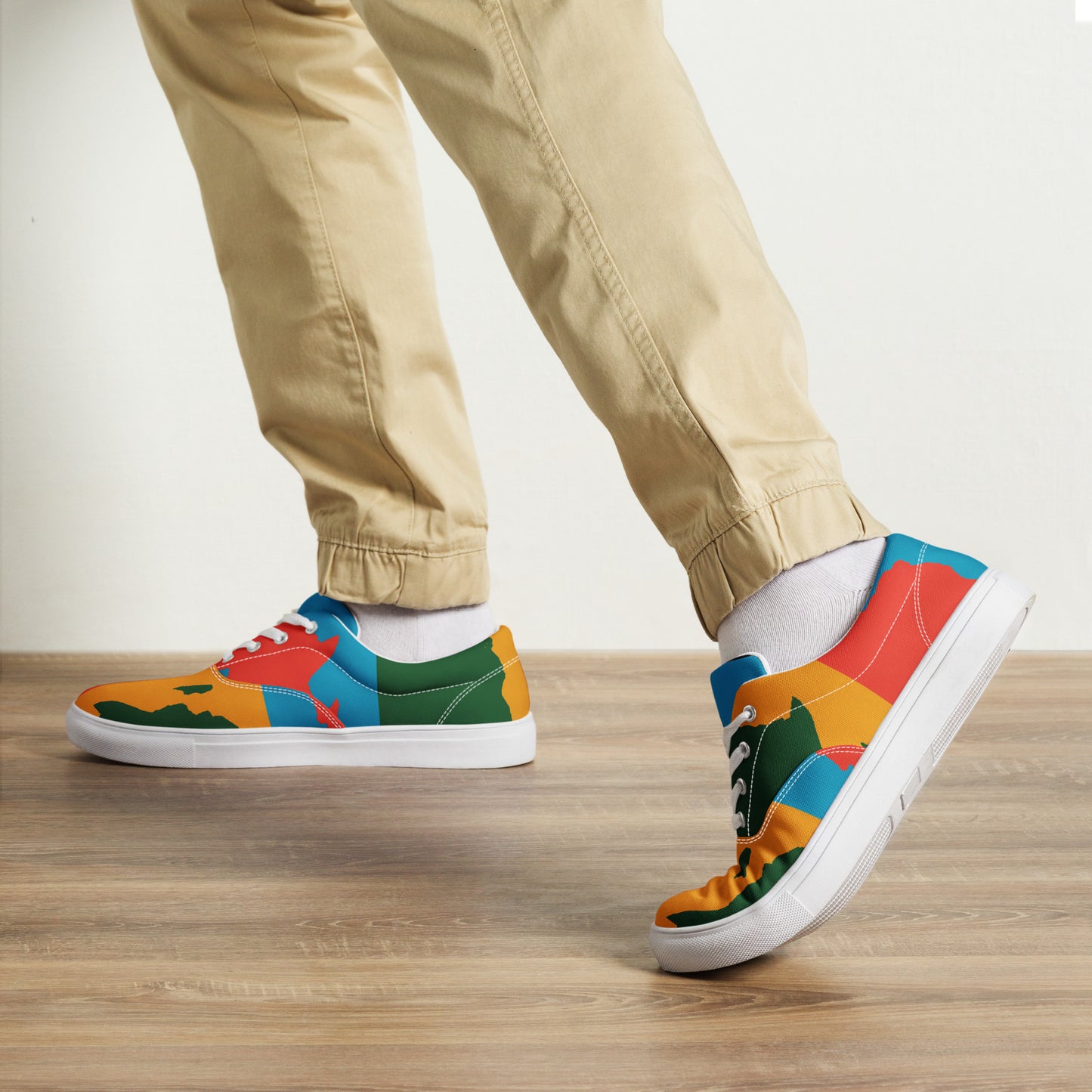 AFRICA WARHOL Men’s Lace-Up Canvas Shoes (Bright)