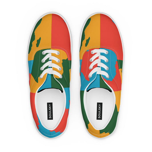 AFRICA WARHOL Men’s Lace-Up Canvas Shoes (Bright)