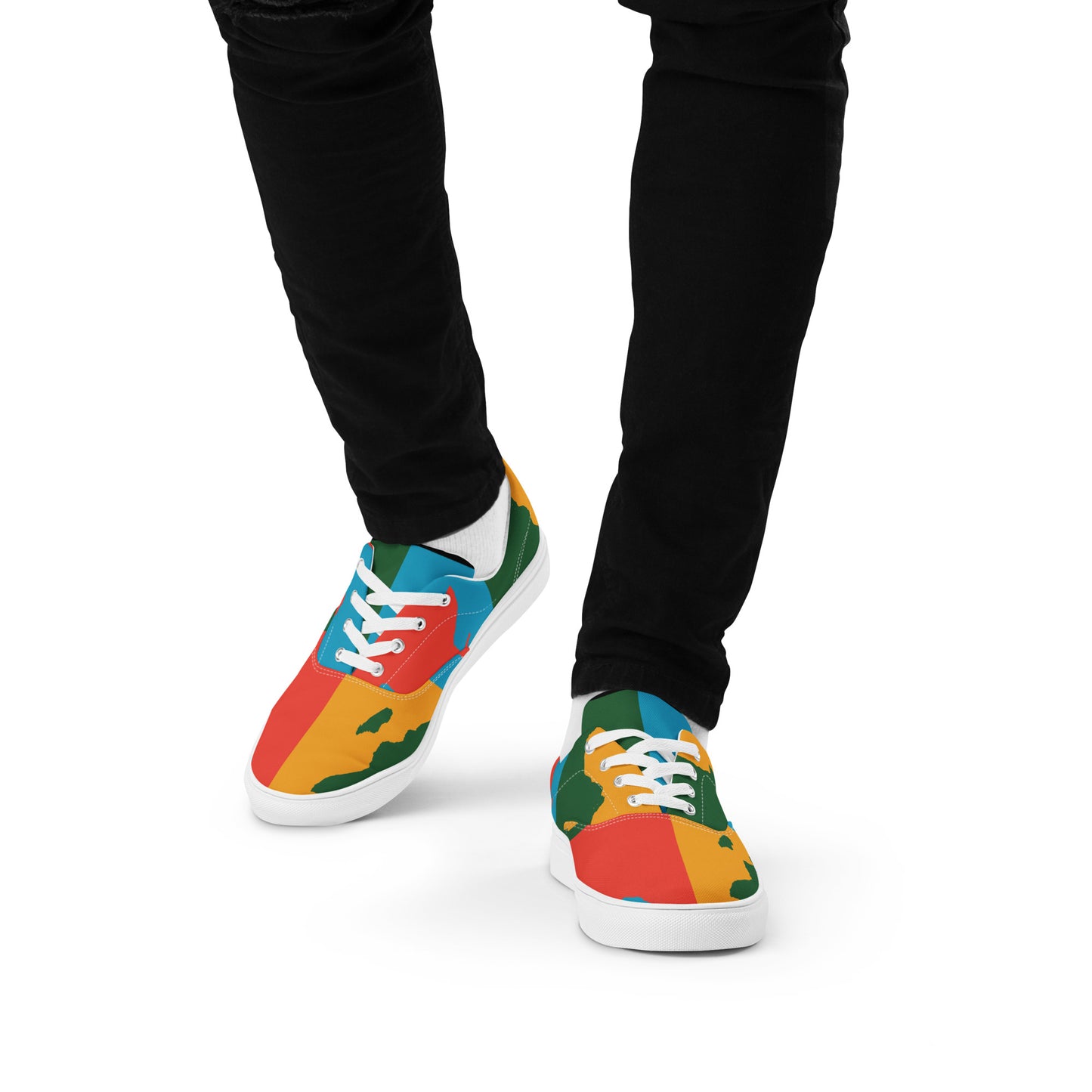 AFRICA WARHOL Men’s Lace-Up Canvas Shoes (Bright)