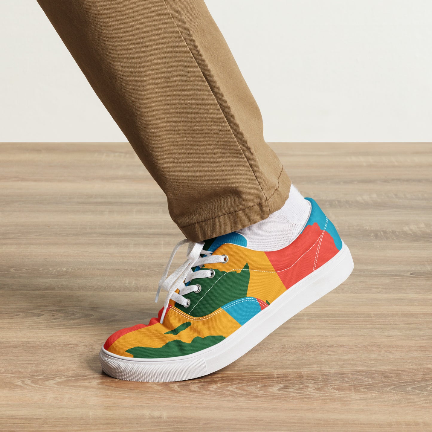 AFRICA WARHOL Men’s Lace-Up Canvas Shoes (Bright)