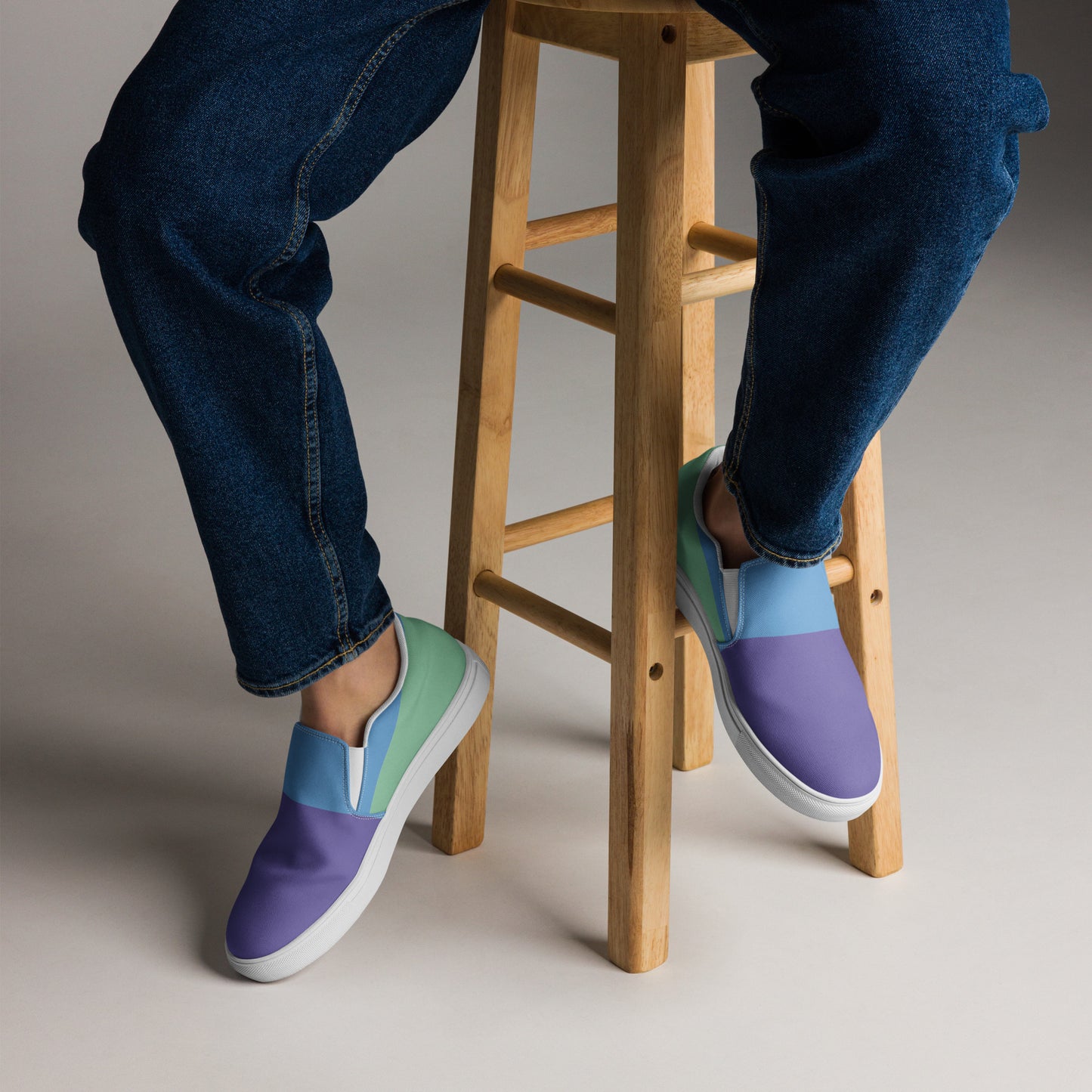 TRIUMPH Men’s Slip-On Canvas Shoes (Purple, Light Blue, Aqua Green)