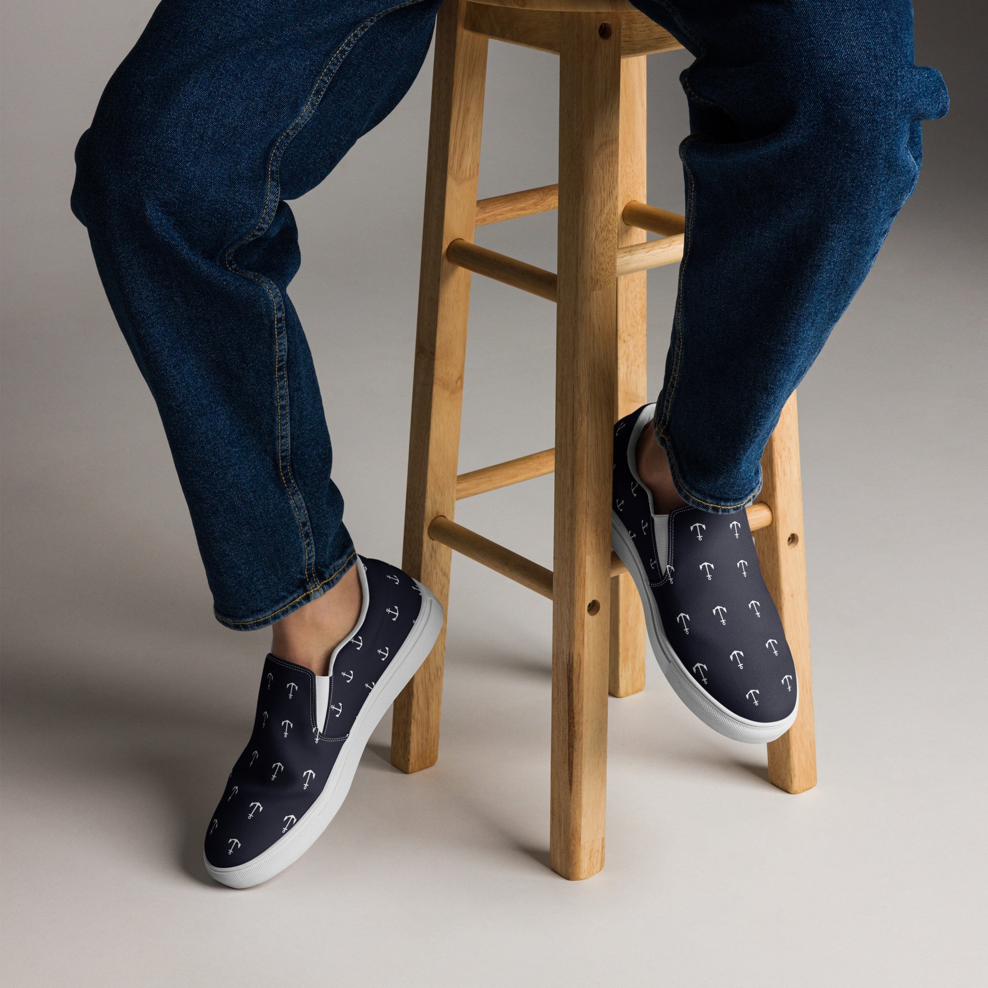 NAUTICAL Men’s Slip-On Canvas Shoes (Navy Blue) - SOULSKY 