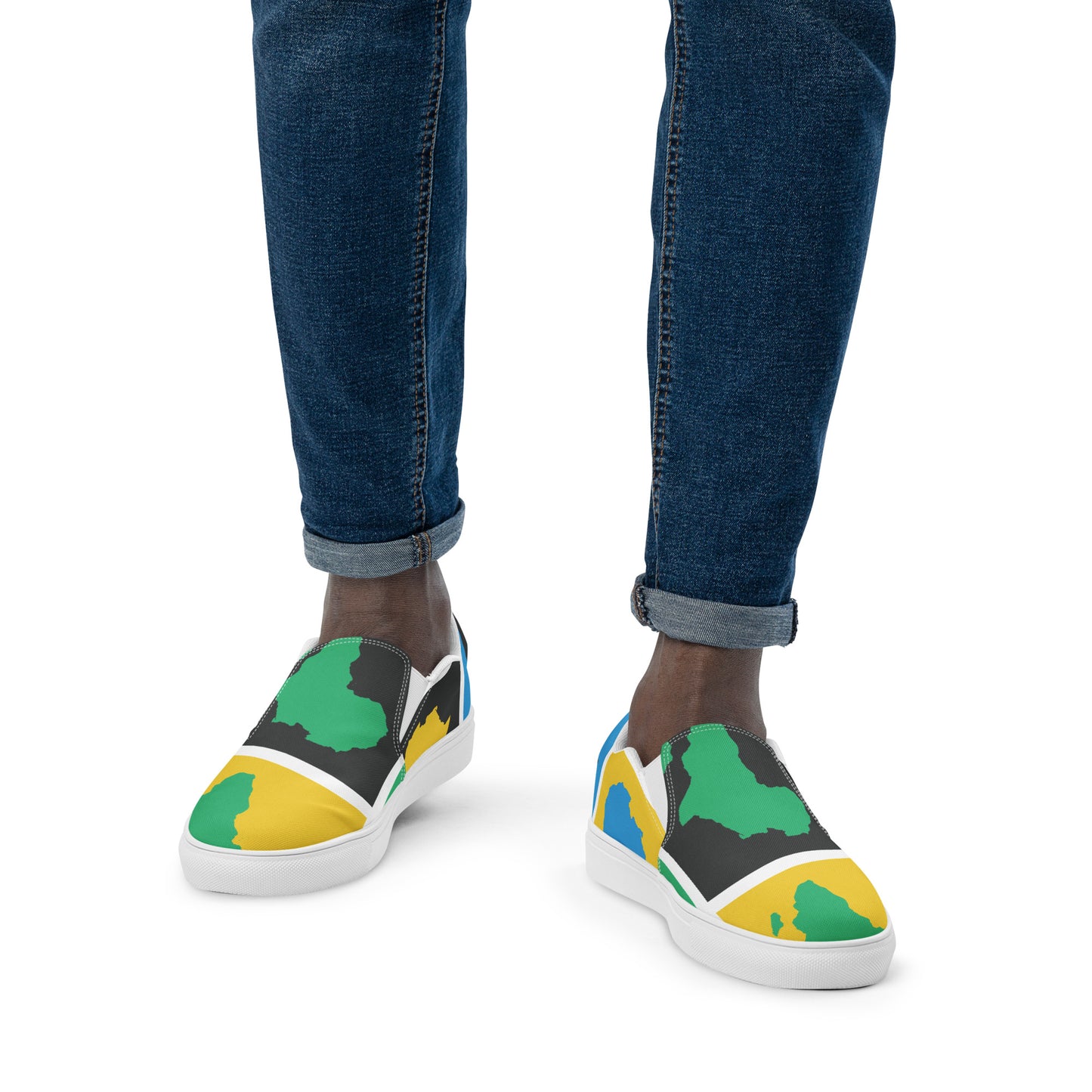 AFRICA WARHOL Men’s Slip-On Canvas Shoes (Yellow, Green, Turquoise)