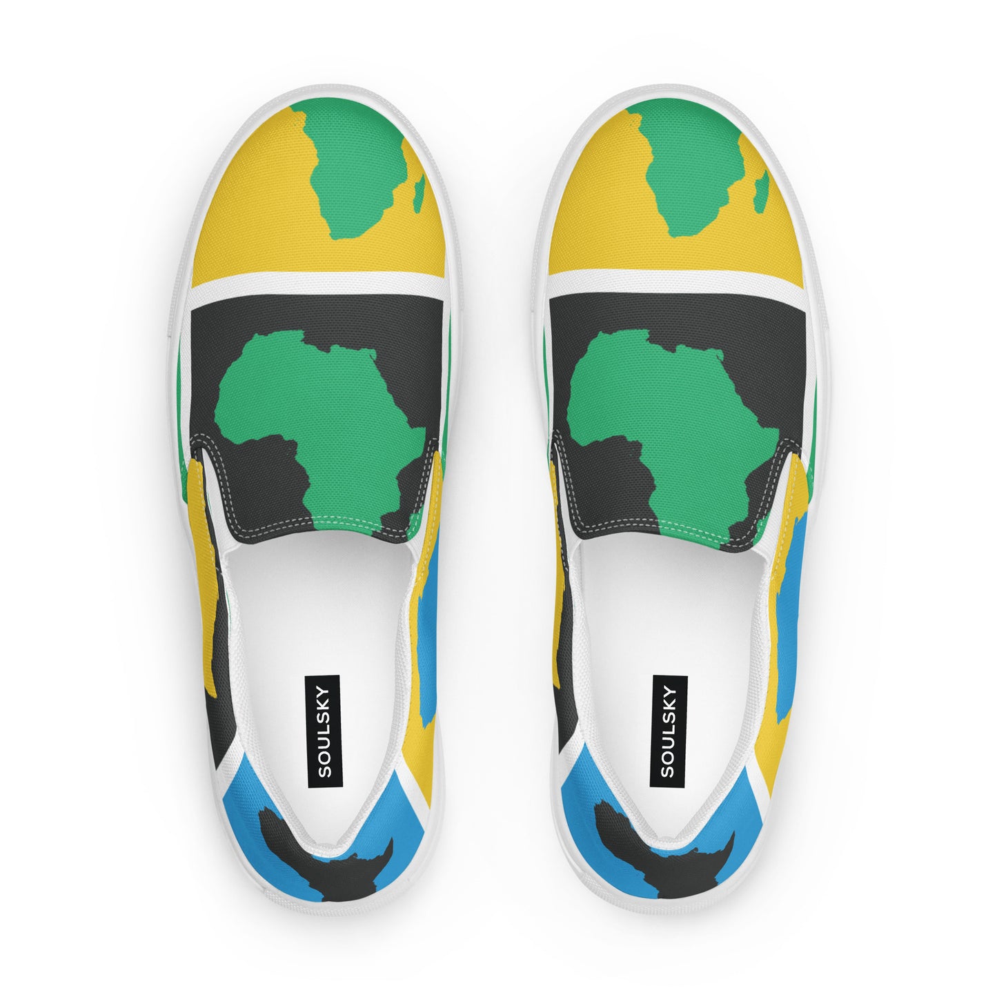 AFRICA WARHOL Men’s Slip-On Canvas Shoes (Yellow, Green, Turquoise)