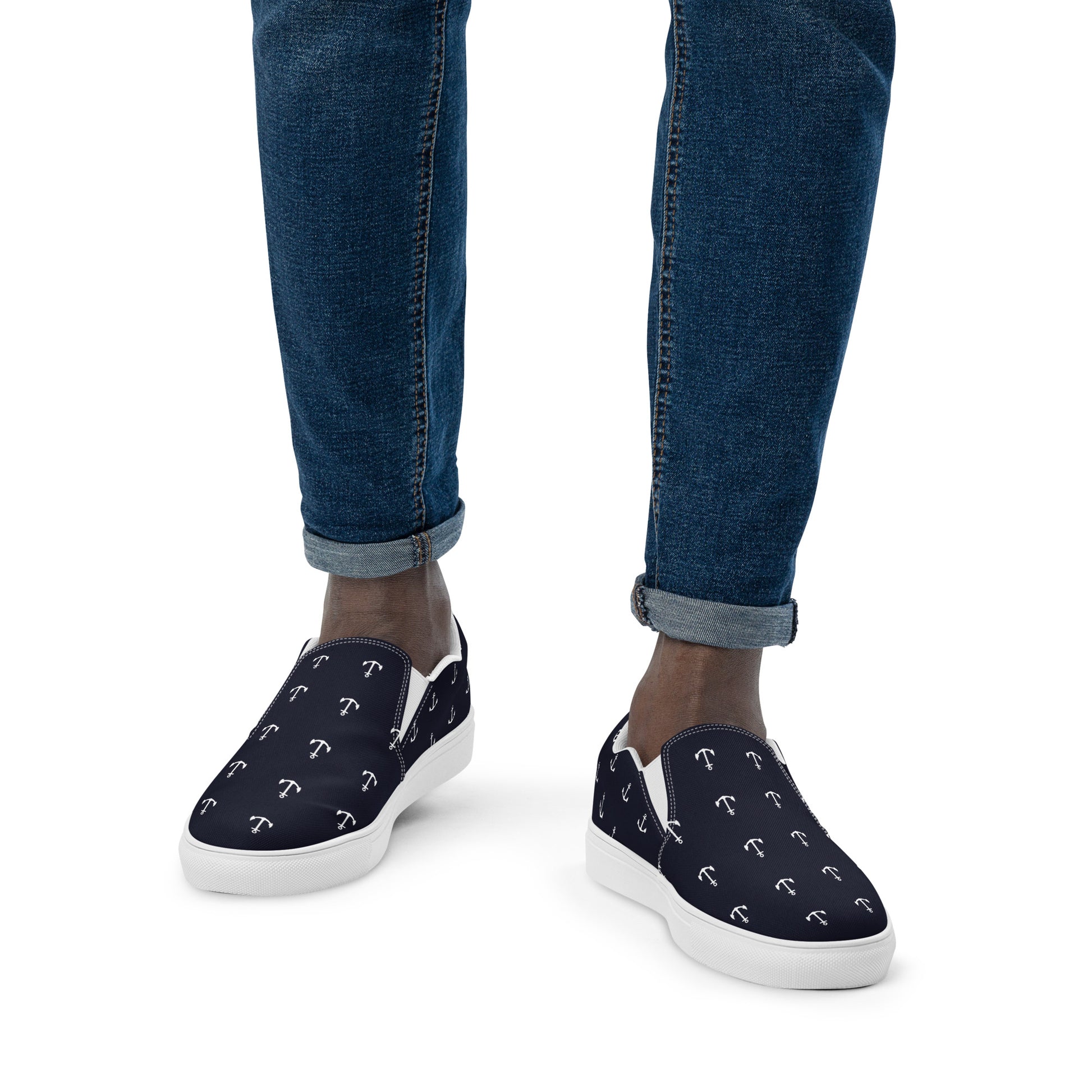 NAUTICAL Men’s Slip-On Canvas Shoes (Navy Blue) - SOULSKY 