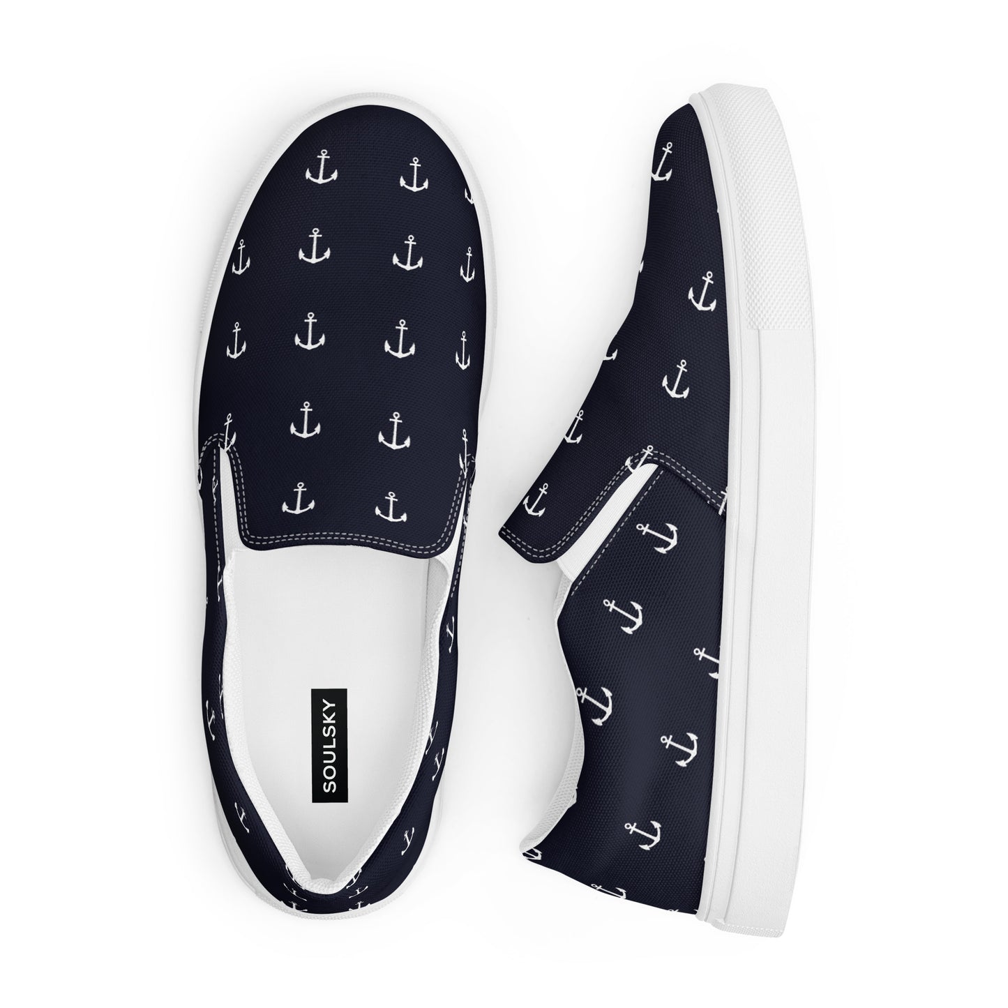 NAUTICAL Men’s Slip-On Canvas Shoes (Navy Blue) - SOULSKY 