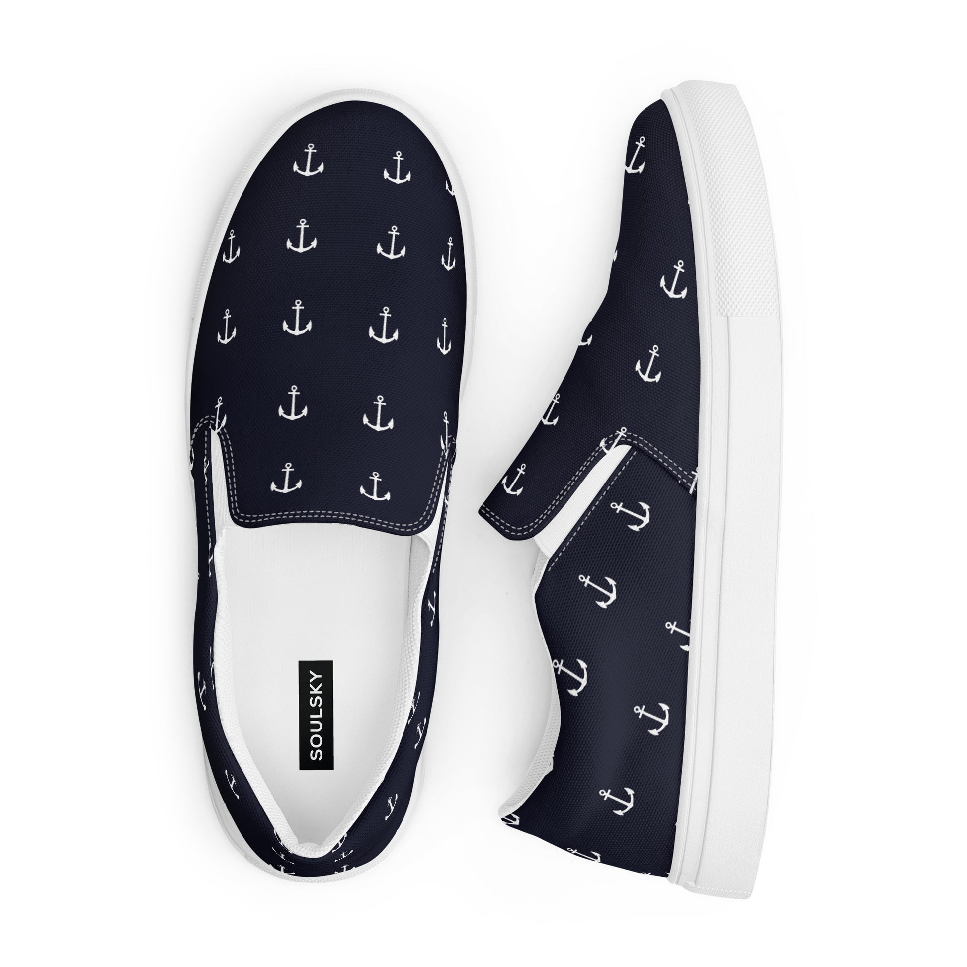 NAUTICAL Men’s Slip-On Canvas Shoes (Navy Blue) - SOULSKY 