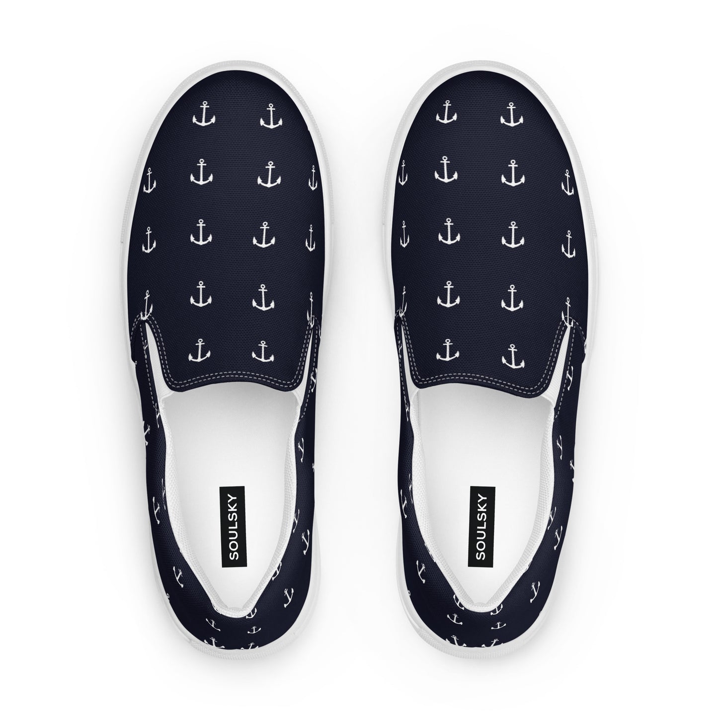 NAUTICAL Men’s Slip-On Canvas Shoes (Navy Blue) - SOULSKY 