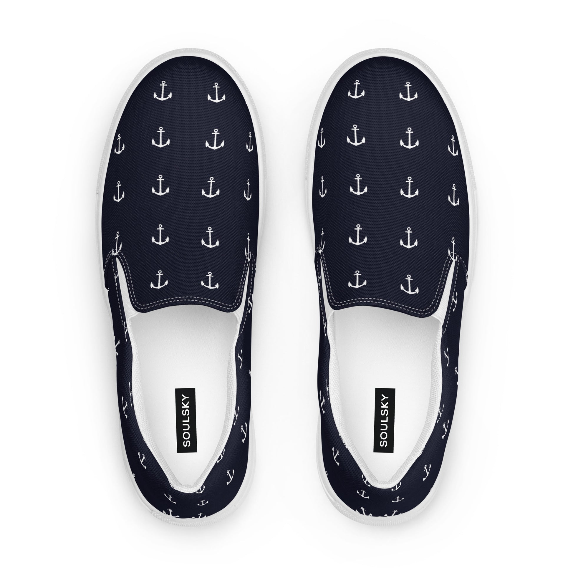 NAUTICAL Men’s Slip-On Canvas Shoes (Navy Blue) - SOULSKY 