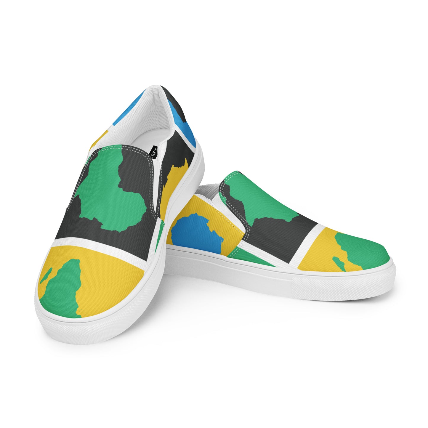 AFRICA WARHOL Men’s Slip-On Canvas Shoes (Yellow, Green, Turquoise)