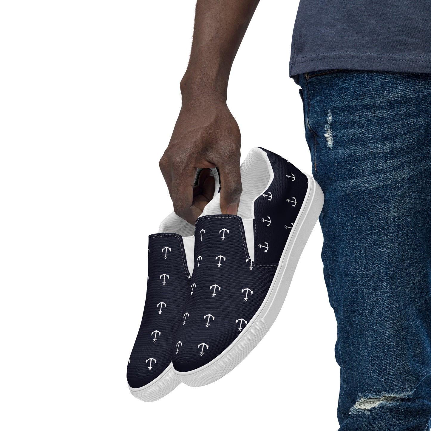 NAUTICAL Men’s Slip-On Canvas Shoes (Navy Blue) - SOULSKY 
