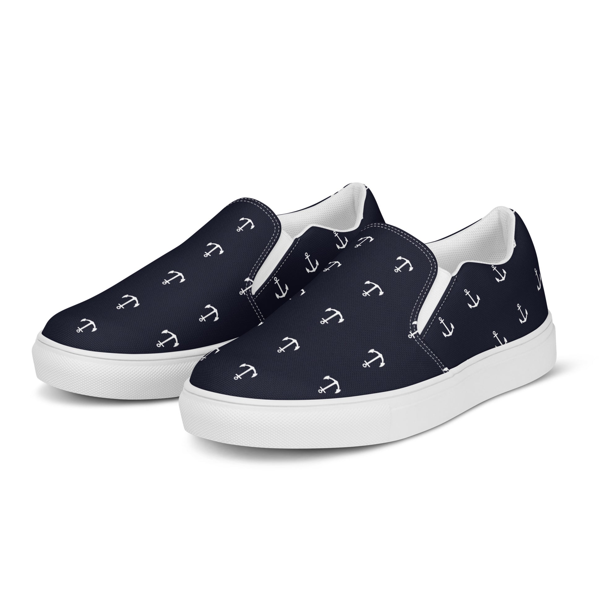 NAUTICAL Men’s Slip-On Canvas Shoes (Navy Blue) - SOULSKY 