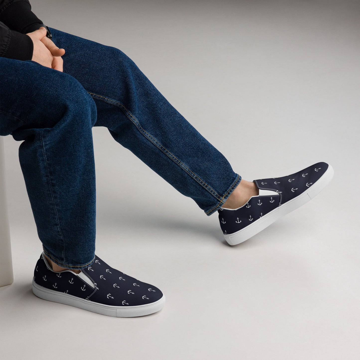 NAUTICAL Men’s Slip-On Canvas Shoes (Navy Blue) - SOULSKY 