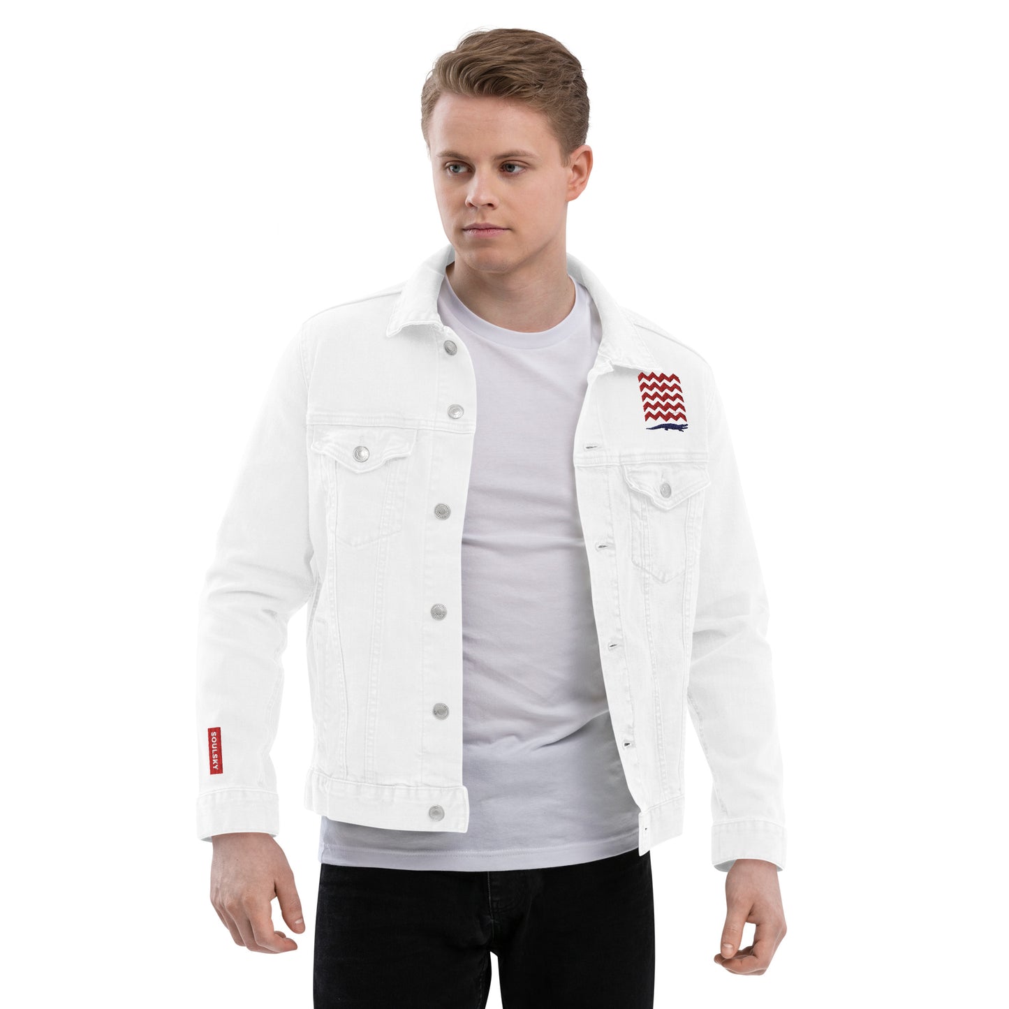 BE PATIENT Unisex Denim Jacket (White)