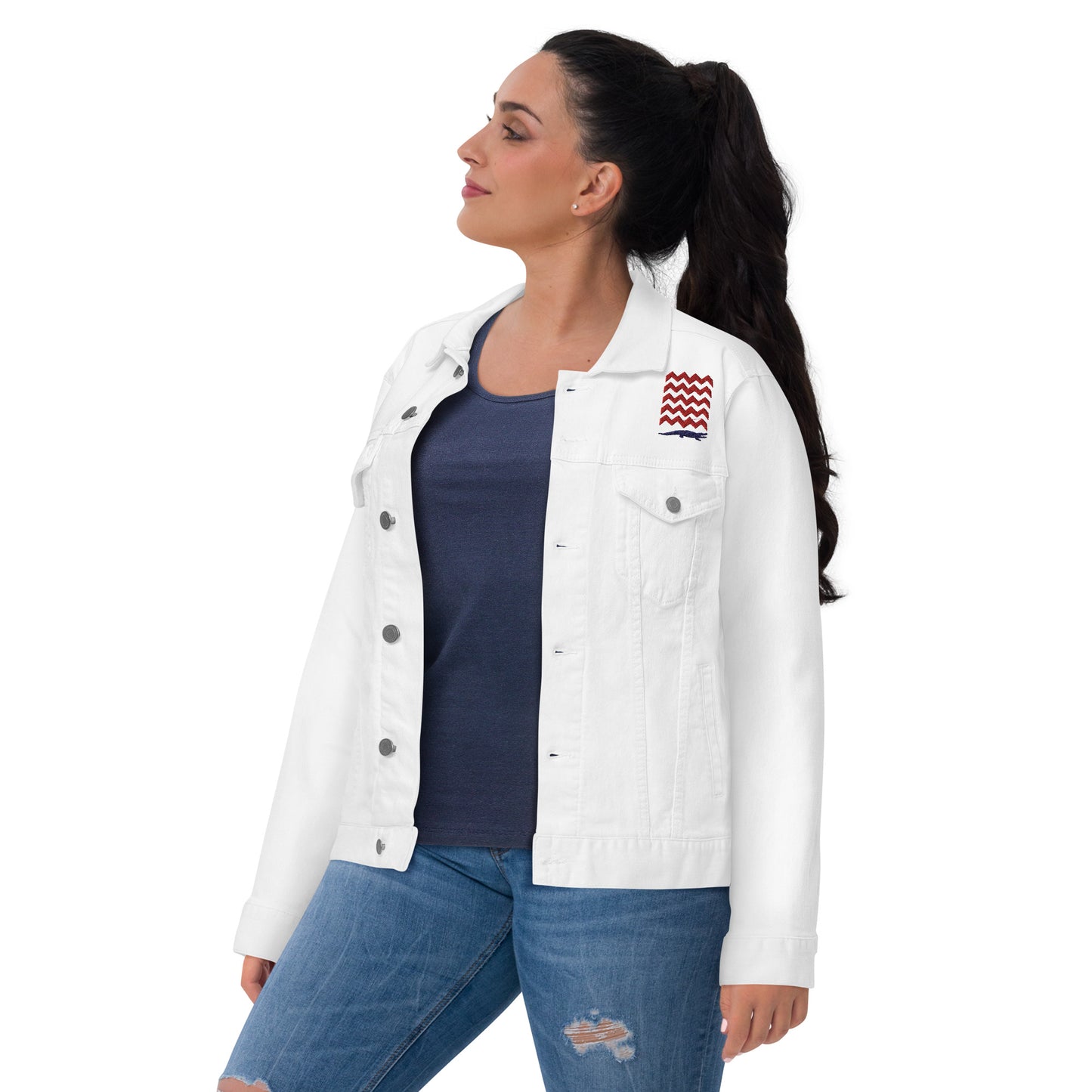 BE PATIENT Unisex Denim Jacket (White)