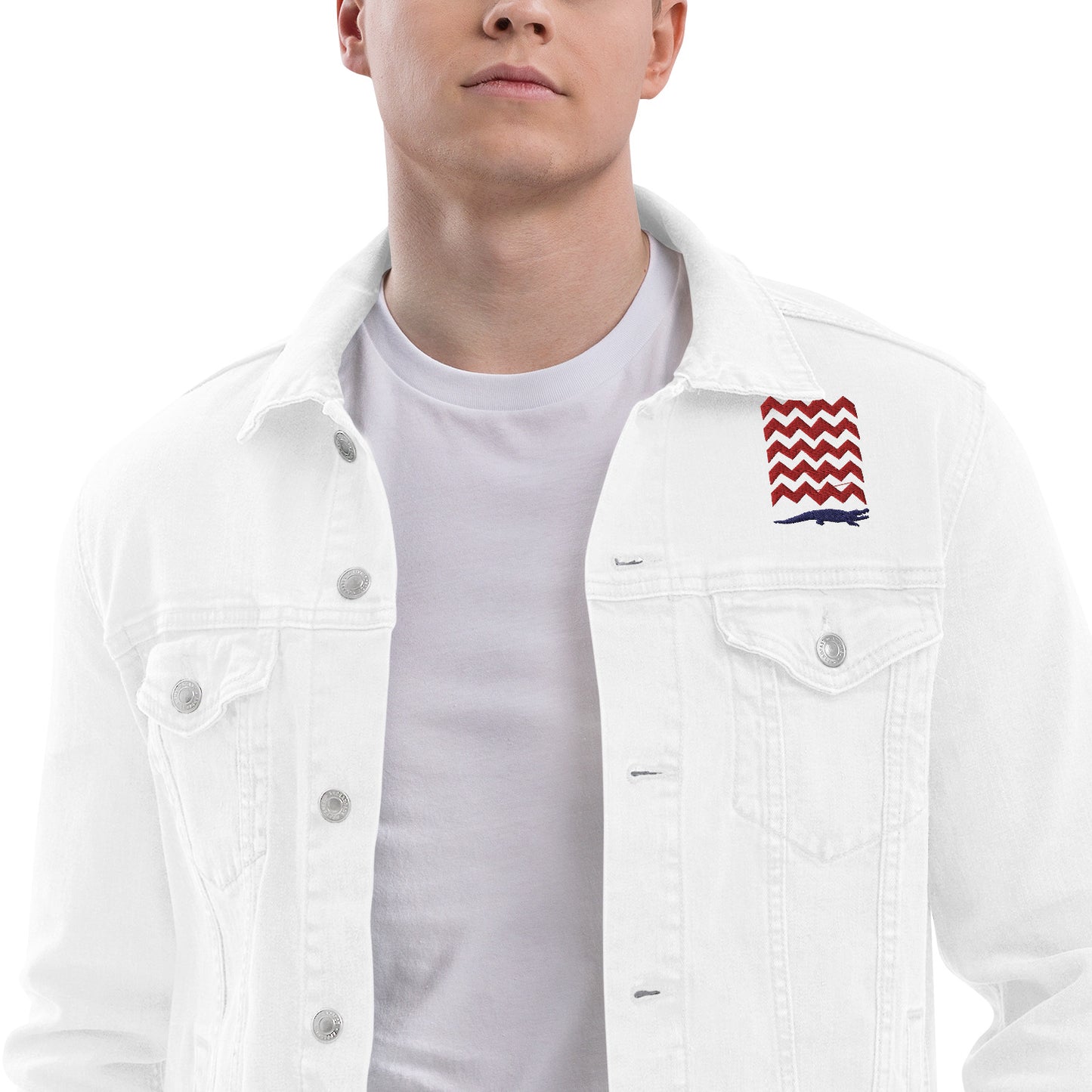 BE PATIENT Unisex Denim Jacket (White)