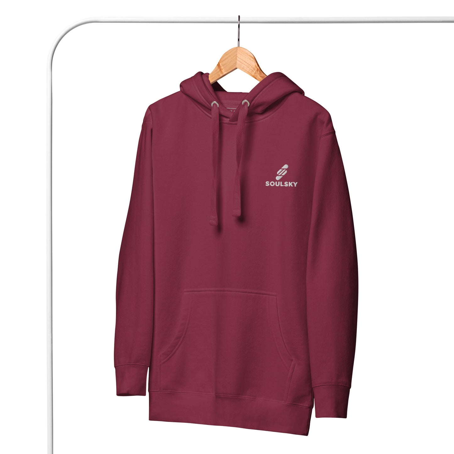 Embroidered Logo Popover Hoodie - Maroon