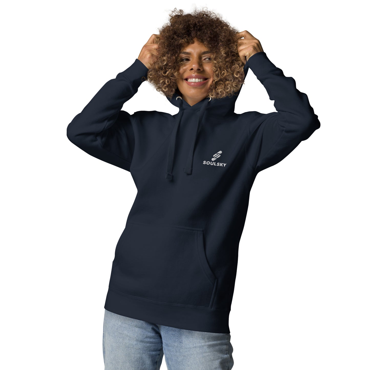 Embroidered Logo Popover Hoodie - Navy Blue