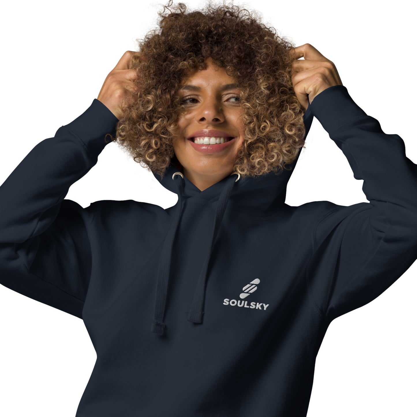 Embroidered Logo Popover Hoodie - Navy Blue