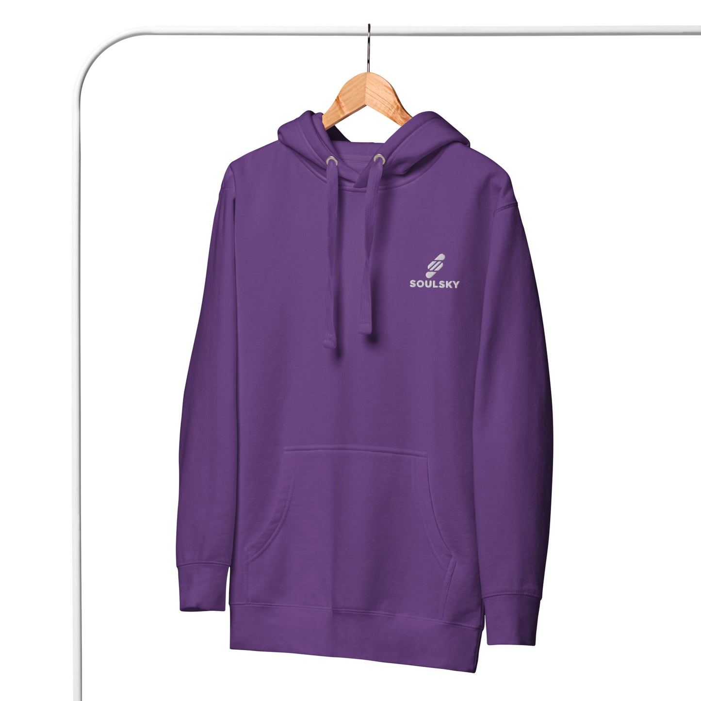 Embroidered Logo Popover Hoodie - Purple