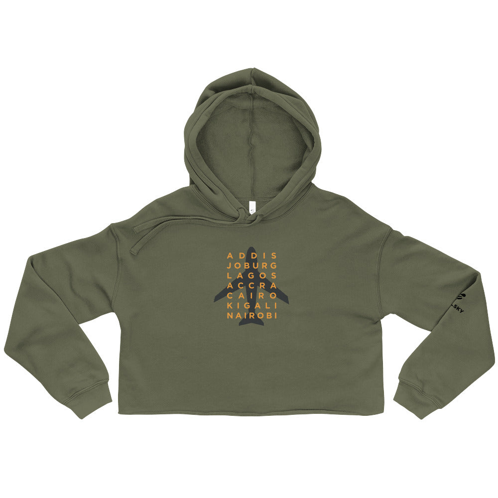 AFRICAN CITIES Cropped Hoodie - Military Green