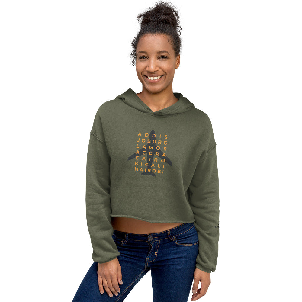 AFRICAN CITIES Cropped Hoodie - Military Green