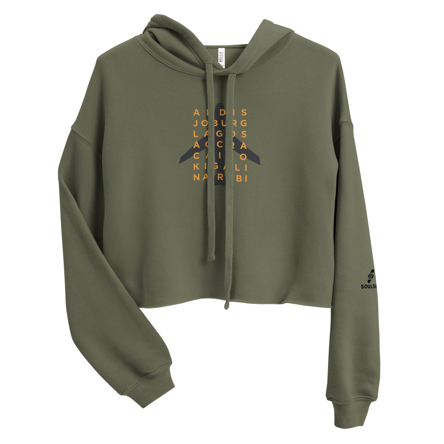 AFRICAN CITIES Cropped Hoodie - Military Green