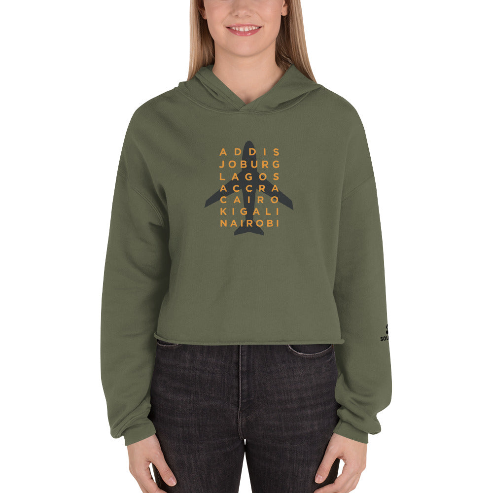 AFRICAN CITIES Cropped Hoodie - Military Green