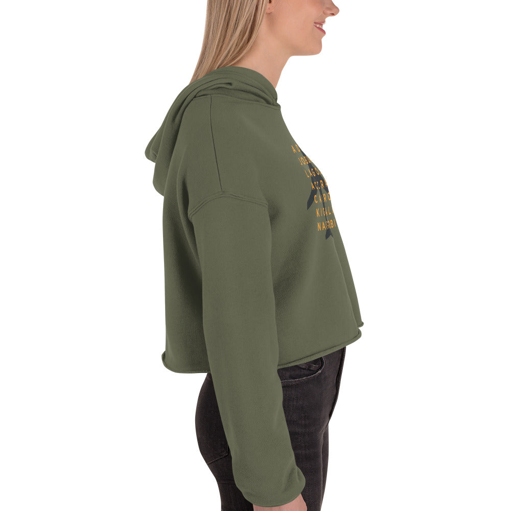 AFRICAN CITIES Cropped Hoodie - Military Green