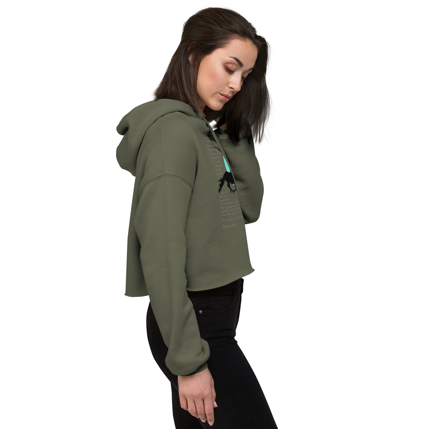 SIGUE A TU CORAZON (Listen to your Heart) Cropped Hoodie (Military Green)