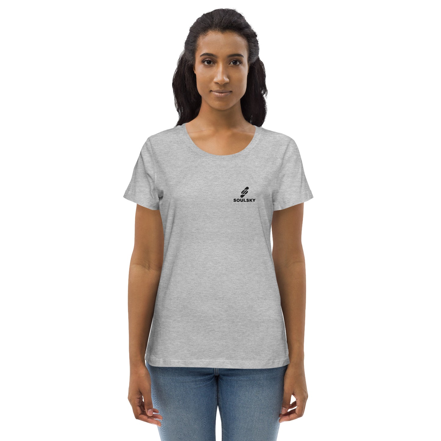 SOULSKY Logo Women's Crewneck T-shirt - Light Gray Heather