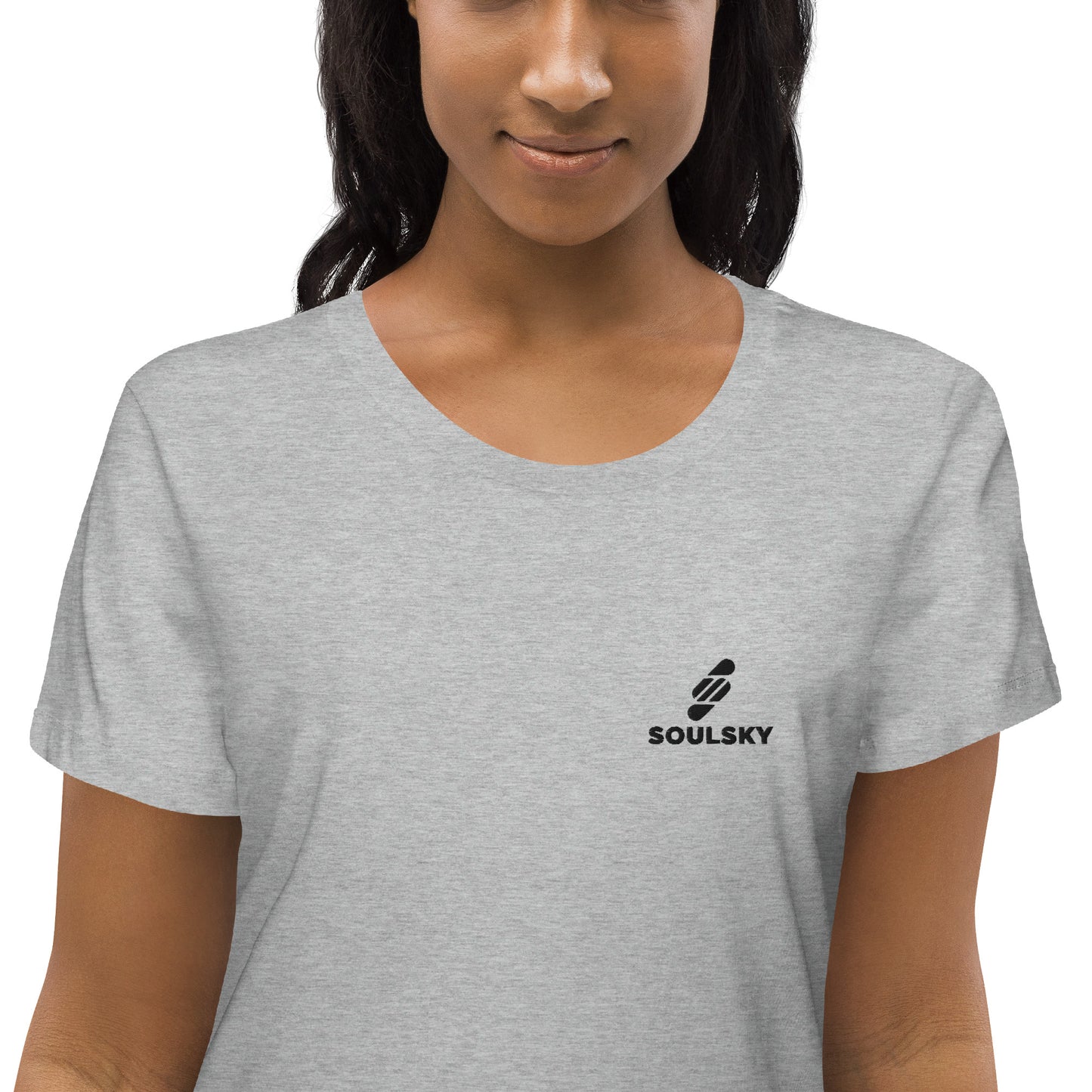 SOULSKY Logo Women's Crewneck T-shirt - Light Gray Heather